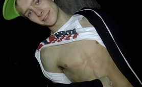 Handjob in the dark forest