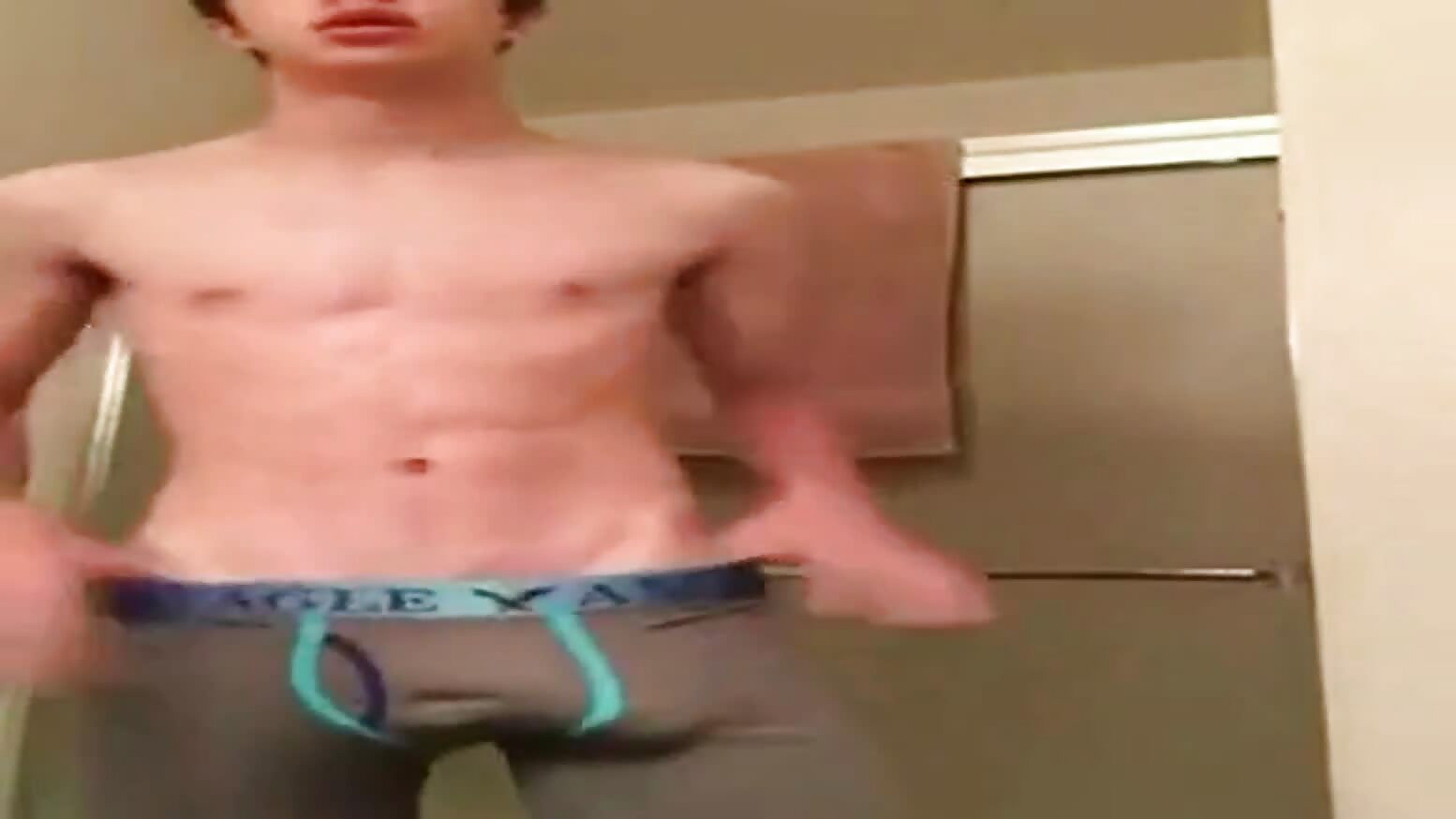 Fat cock twink jerking before shower