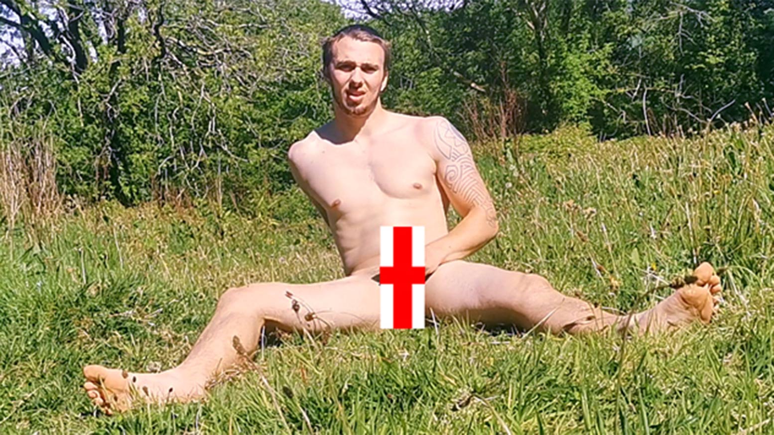 Straight Young Horny Lad Wanks His Uncut Cock in the Countryside