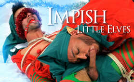 Impish Little Elves: Casey Everett Edged by Santa and his Lil Helper